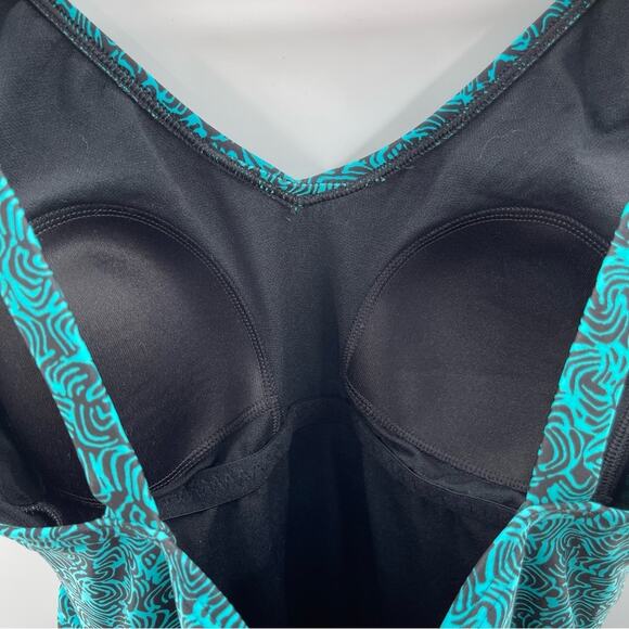 Speedo Turquoise & Black Tribal Pattern Classic 1 Piece Swimsuit High Support 8 - Picture 5 of 9